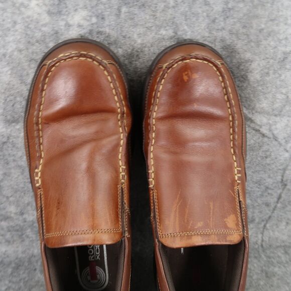 Rockport Shoes Mens 9 Slip On Loafer Casual Leather Comfort Moc Brown Work Walk - Picture 7 of 16